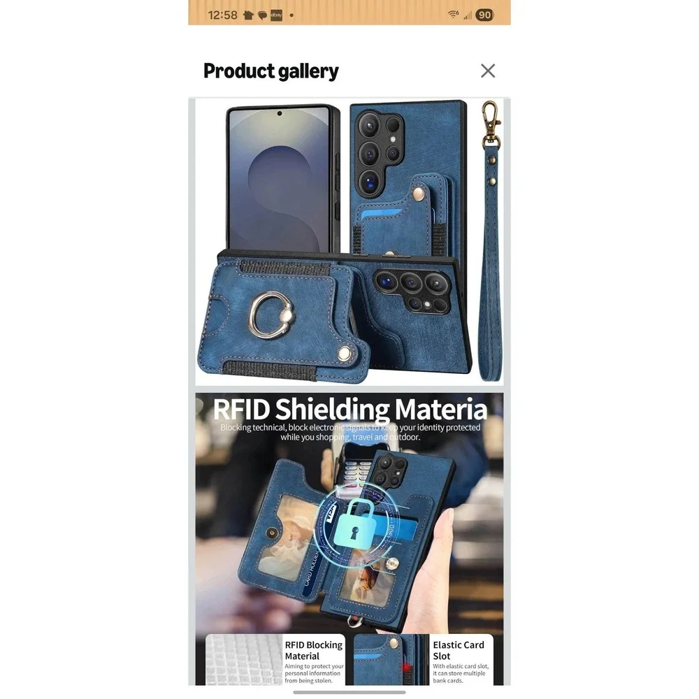 For Samsung‎ Galaxy S25 Ultra PU Leather Back Wallet Ring Stand Phone Case